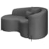 Divã Recamier Curvo Sala de Estar Recepção Inglaterra 150cm Pés Metal Preto Lado Esquerdo Linho Cinza Escuro