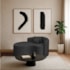 Divã Recamier Curvo Sala de Estar Recepção Inglaterra 150cm Pés Metal Preto Lado Esquerdo Linho Preto