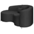 Divã Recamier Curvo Sala de Estar Recepção Inglaterra 150cm Pés Metal Preto Lado Esquerdo Linho Preto