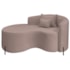 Divã Recamier Curvo Sala de Estar Recepção Inglaterra 150cm Pés Metal Preto Lado Esquerdo Linho Rosê