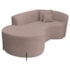 Divã Recamier Curvo Sala de Estar Recepção Inglaterra 150cm Pés Metal Preto Lado Esquerdo Linho Rosê