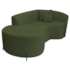 Divã Recamier Curvo Sala de Estar Recepção Inglaterra 150cm Pés Metal Preto Lado Esquerdo Linho Verde