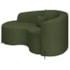 Divã Recamier Curvo Sala de Estar Recepção Inglaterra 150cm Pés Metal Preto Lado Esquerdo Linho Verde