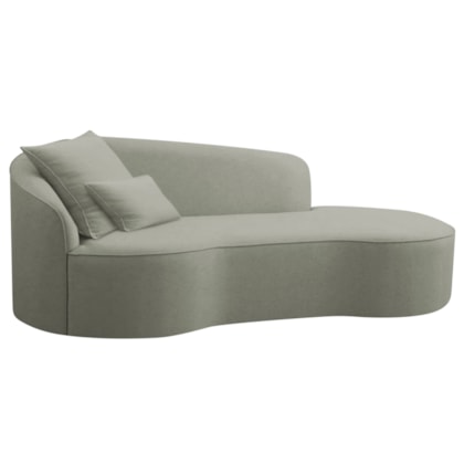Divã Recamier Curvo Sala de Estar Recepção Inglaterra 180cm Lado Direito Bouclé Verde Oliva
