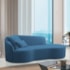 Divã Recamier Curvo Sala de Estar Recepção Inglaterra 180cm Lado Direito Linho Azul Royal