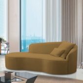 Divã Recamier Curvo Sala de Estar Recepção Inglaterra 180cm Lado Esquerdo Bouclé Caramelo