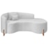 Divã Recamier Curvo Sala de Estar Recepção Inglaterra 180cm Pés Madeira Lado Direito Bouclé Branco