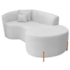 Divã Recamier Curvo Sala de Estar Recepção Inglaterra 180cm Pés Madeira Lado Direito Bouclé Branco