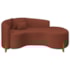Divã Recamier Curvo Sala de Estar Recepção Inglaterra 180cm Pés Madeira Lado Direito Bouclé Terracota