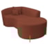 Divã Recamier Curvo Sala de Estar Recepção Inglaterra 180cm Pés Madeira Lado Direito Bouclé Terracota