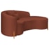 Divã Recamier Curvo Sala de Estar Recepção Inglaterra 180cm Pés Madeira Lado Direito Bouclé Terracota