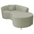 Divã Recamier Curvo Sala de Estar Recepção Inglaterra 180cm Pés Madeira Lado Direito Bouclé Verde Oliva