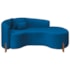 Divã Recamier Curvo Sala de Estar Recepção Inglaterra 180cm Pés Madeira Lado Direito Linho Azul Royal
