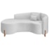 Divã Recamier Curvo Sala de Estar Recepção Inglaterra 180cm Pés Madeira Lado Esquerdo Bouclé Branco