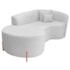 Divã Recamier Curvo Sala de Estar Recepção Inglaterra 180cm Pés Madeira Lado Esquerdo Bouclé Branco