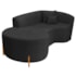 Divã Recamier Curvo Sala de Estar Recepção Inglaterra 180cm Pés Madeira Lado Esquerdo Bouclé Preto