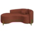 Divã Recamier Curvo Sala de Estar Recepção Inglaterra 180cm Pés Madeira Lado Esquerdo Bouclé Terracota