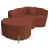 Divã Recamier Curvo Sala de Estar Recepção Inglaterra 180cm Pés Madeira Lado Esquerdo Bouclé Terracota