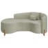 Divã Recamier Curvo Sala de Estar Recepção Inglaterra 180cm Pés Madeira Lado Esquerdo Bouclé Verde Oliva