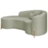 Divã Recamier Curvo Sala de Estar Recepção Inglaterra 180cm Pés Madeira Lado Esquerdo Bouclé Verde Oliva