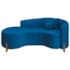 Divã Recamier Curvo Sala de Estar Recepção Inglaterra 180cm Pés Madeira Lado Esquerdo Linho Azul Royal