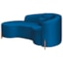 Divã Recamier Curvo Sala de Estar Recepção Inglaterra 180cm Pés Madeira Lado Esquerdo Linho Azul Royal