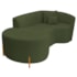 Divã Recamier Curvo Sala de Estar Recepção Inglaterra 180cm Pés Madeira Lado Esquerdo Linho Verde