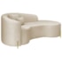 Divã Recamier Curvo Sala de Estar Recepção Inglaterra 180cm Pés Metal Dourado Lado Direito Bouclé Bege
