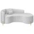 Divã Recamier Curvo Sala de Estar Recepção Inglaterra 180cm Pés Metal Dourado Lado Direito Bouclé Branco