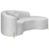 Divã Recamier Curvo Sala de Estar Recepção Inglaterra 180cm Pés Metal Dourado Lado Direito Bouclé Branco