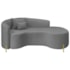 Divã Recamier Curvo Sala de Estar Recepção Inglaterra 180cm Pés Metal Dourado Lado Direito Bouclé Cinza