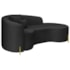 Divã Recamier Curvo Sala de Estar Recepção Inglaterra 180cm Pés Metal Dourado Lado Direito Bouclé Preto