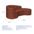 Divã Recamier Curvo Sala de Estar Recepção Inglaterra 180cm Pés Metal Dourado Lado Direito Bouclé Terracota