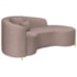 Divã Recamier Curvo Sala de Estar Recepção Inglaterra 180cm Pés Metal Dourado Lado Direito Linho Rosê