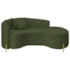 Divã Recamier Curvo Sala de Estar Recepção Inglaterra 180cm Pés Metal Dourado Lado Direito Linho Verde