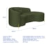 Divã Recamier Curvo Sala de Estar Recepção Inglaterra 180cm Pés Metal Dourado Lado Direito Linho Verde