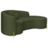 Divã Recamier Curvo Sala de Estar Recepção Inglaterra 180cm Pés Metal Dourado Lado Direito Linho Verde