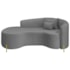 Divã Recamier Curvo Sala de Estar Recepção Inglaterra 180cm Pés Metal Dourado Lado Esquerdo Bouclé Cinza