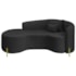 Divã Recamier Curvo Sala de Estar Recepção Inglaterra 180cm Pés Metal Dourado Lado Esquerdo Bouclé Preto