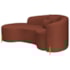 Divã Recamier Curvo Sala de Estar Recepção Inglaterra 180cm Pés Metal Dourado Lado Esquerdo Bouclé Terracota