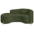 Divã Recamier Curvo Sala de Estar Recepção Inglaterra 180cm Pés Metal Dourado Lado Esquerdo Linho Verde