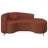Divã Recamier Curvo Sala de Estar Recepção Inglaterra 180cm Pés Metal Preto Lado Direito Bouclé Terracota