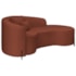 Divã Recamier Curvo Sala de Estar Recepção Inglaterra 180cm Pés Metal Preto Lado Direito Bouclé Terracota