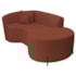 Divã Recamier Curvo Sala de Estar Recepção Inglaterra 180cm Pés Metal Preto Lado Direito Bouclé Terracota