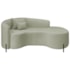 Divã Recamier Curvo Sala de Estar Recepção Inglaterra 180cm Pés Metal Preto Lado Direito Bouclé Verde Oliva