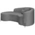 Divã Recamier Curvo Sala de Estar Recepção Inglaterra 180cm Pés Metal Preto Lado Esquerdo Bouclé Cinza