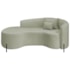 Divã Recamier Curvo Sala de Estar Recepção Inglaterra 180cm Pés Metal Preto Lado Esquerdo Bouclé Verde Oliva