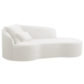 Divã Recamier Curvo Sala de Estar Recepção Inglaterra 200cm Lado Direito Bouclé Branco
