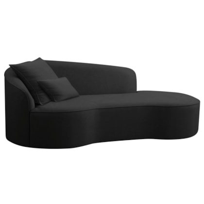 Divã Recamier Curvo Sala de Estar Recepção Inglaterra 200cm Lado Direito Bouclé Preto