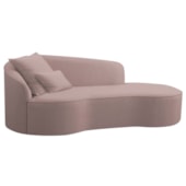 Divã Recamier Curvo Sala de Estar Recepção Inglaterra 200cm Lado Direito Bouclé Rose
